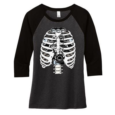 Mechanic Car Engineer Skeleton Mechanics Women's Tri-Blend 3/4-Sleeve Raglan Shirt