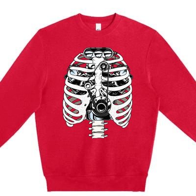 Mechanic Car Engineer Skeleton Mechanics Premium Crewneck Sweatshirt