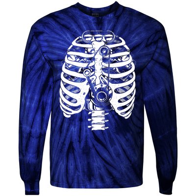 Mechanic Car Engineer Skeleton Mechanics Tie-Dye Long Sleeve Shirt