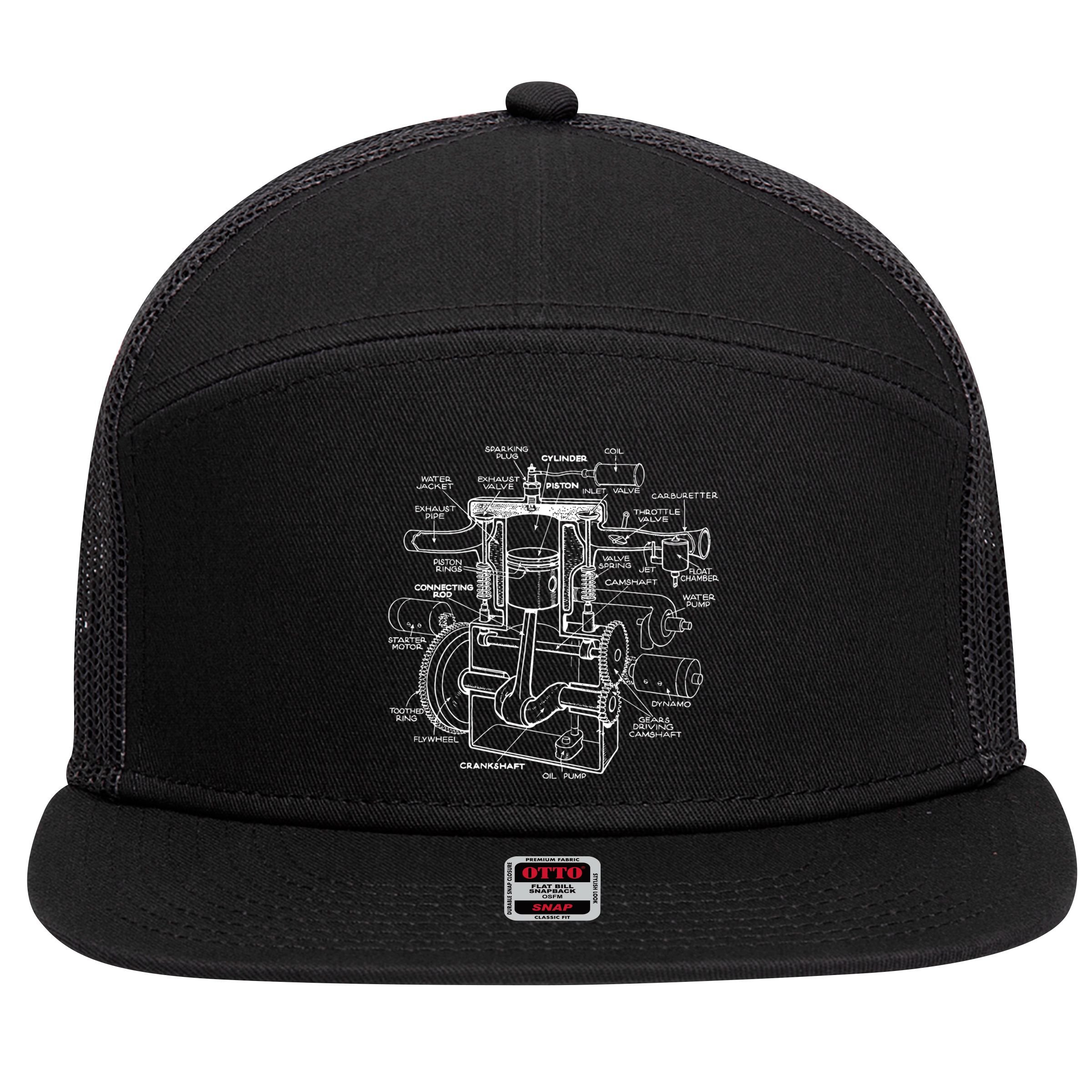 Mechanics Car Engine Pieces Cars Lovers Muscle Cars Gift 7 Panel Mesh Trucker Snapback Hat