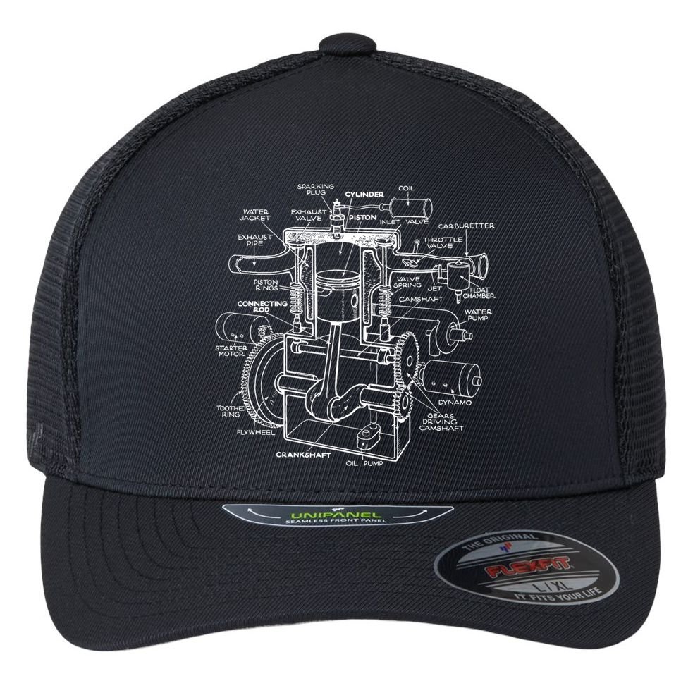 Mechanics Car Engine Pieces Cars Lovers Muscle Cars Gift Flexfit Unipanel Trucker Cap