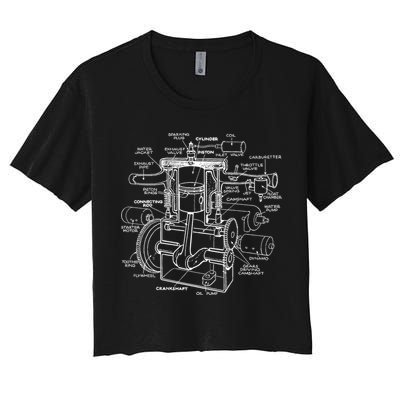 Mechanics Car Engine Pieces Cars Lovers Muscle Cars Gift Women's Crop Top Tee