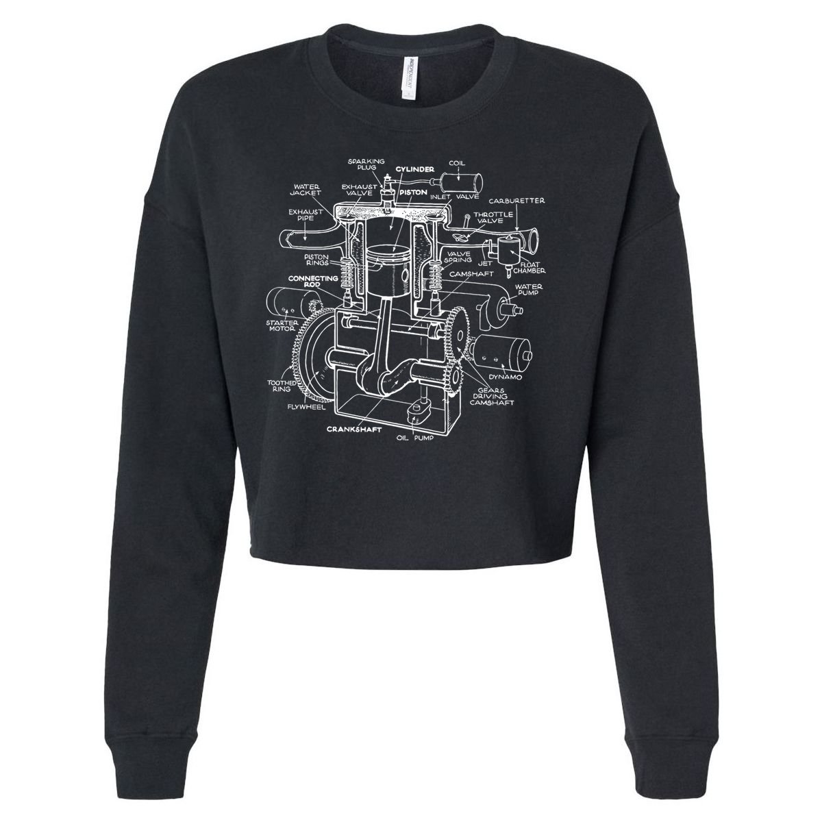 Mechanics Car Engine Pieces Cars Lovers Muscle Cars Gift Cropped Pullover Crew