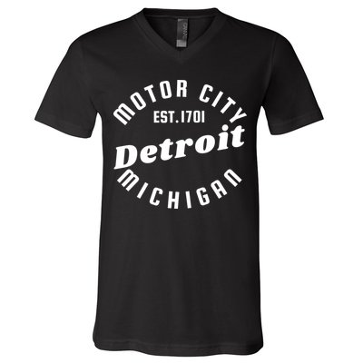 Motor City Est 1701 Detroit Michigan V-Neck T-Shirt