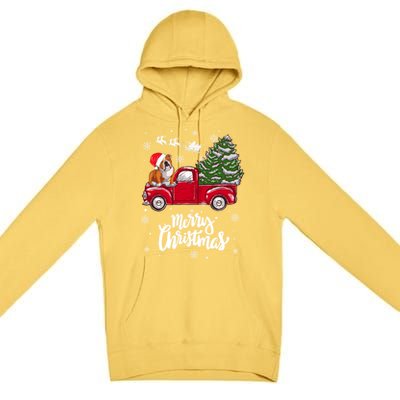 Merry Christmas English Bulldog Santa Red Truck Xmas Tree Gift Premium Pullover Hoodie