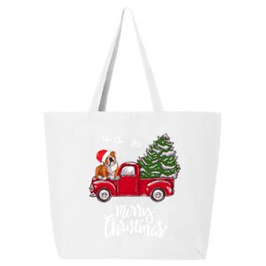 Merry Christmas English Bulldog Santa Red Truck Xmas Tree Gift 25L Jumbo Tote