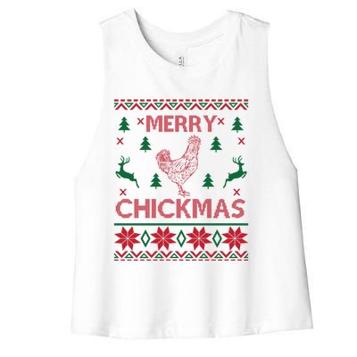 Merry Chickmas Egg Chicken Cool Hilarious Xcute Giftmas Gift Cute Gift Women's Racerback Cropped Tank