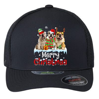 Merry Christmas English Bulldog Dog Squad Santa Dog Xmas Gift Flexfit Unipanel Trucker Cap