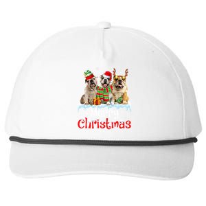 Merry Christmas English Bulldog Dog Squad Santa Dog Xmas Gift Snapback Five-Panel Rope Hat