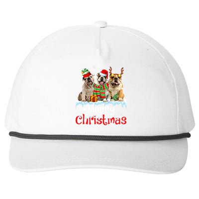 Merry Christmas English Bulldog Dog Squad Santa Dog Xmas Gift Snapback Five-Panel Rope Hat