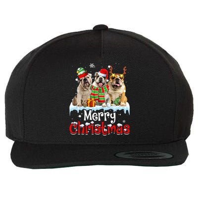 Merry Christmas English Bulldog Dog Squad Santa Dog Xmas Gift Wool Snapback Cap