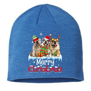 Merry Christmas English Bulldog Dog Squad Santa Dog Xmas Gift Sustainable Beanie