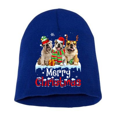 Merry Christmas English Bulldog Dog Squad Santa Dog Xmas Gift Short Acrylic Beanie