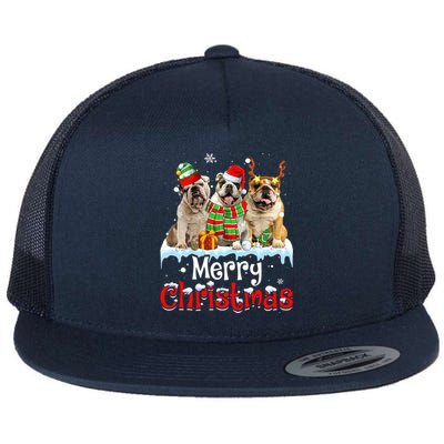 Merry Christmas English Bulldog Dog Squad Santa Dog Xmas Gift Flat Bill Trucker Hat