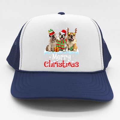 Merry Christmas English Bulldog Dog Squad Santa Dog Xmas Gift Trucker Hat