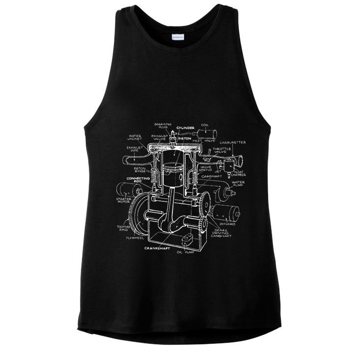 Mechanics Car Engine Pieces Cars Lovers Muscle Cars Ladies PosiCharge Tri-Blend Wicking Tank