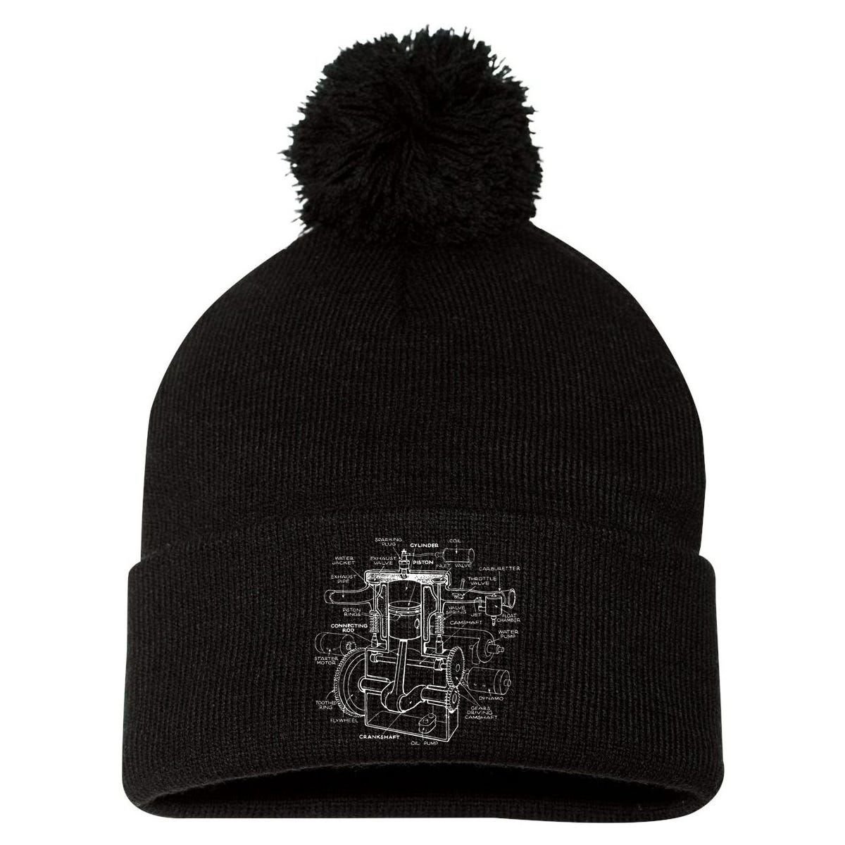 Mechanics Car Engine Pieces Cars Lovers Muscle Cars Pom Pom 12in Knit Beanie