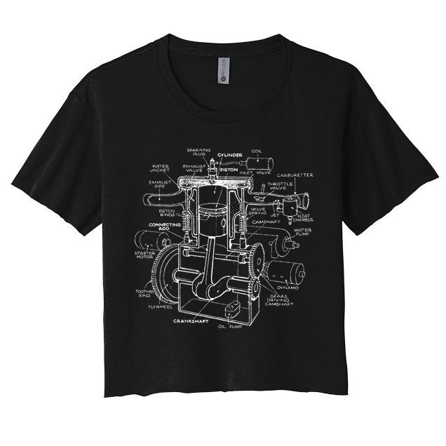 Mechanics Car Engine Pieces Cars Lovers Muscle Cars Women's Crop Top Tee