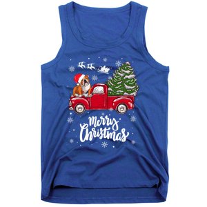 Merry Christmas English Bulldog Santa Red Truck Xmas Tree Gift Tank Top