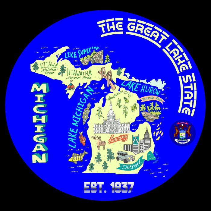 Michigan Circle Emblem The Great Lake State Backpack