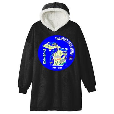 Michigan Circle Emblem The Great Lake State Hooded Wearable Blanket
