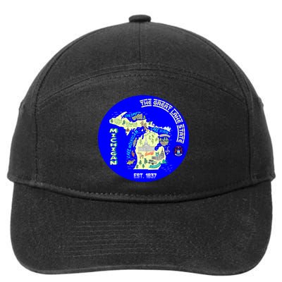 Michigan Circle Emblem The Great Lake State 7-Panel Snapback Hat
