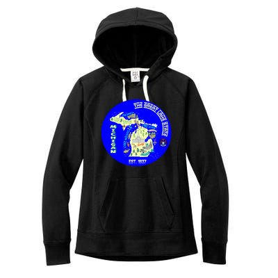 Michigan Circle Emblem The Great Lake State Women's Fleece Hoodie