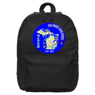Michigan Circle Emblem The Great Lake State 16 in Basic Backpack