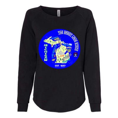 Michigan Circle Emblem The Great Lake State Womens California Wash Sweatshirt