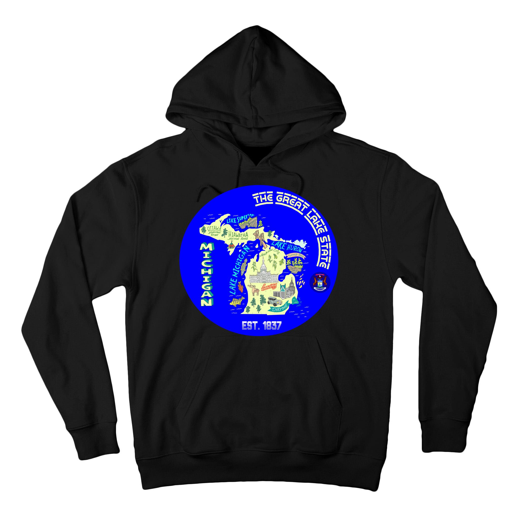Michigan Circle Emblem The Great Lake State Tall Hoodie