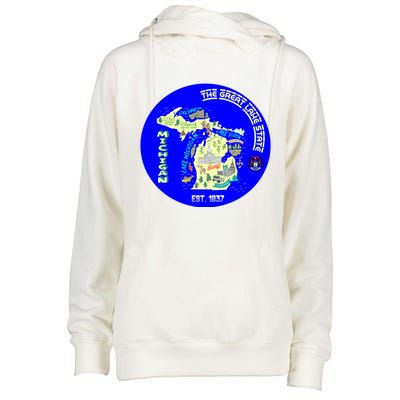 Michigan Circle Emblem The Great Lake State Womens Funnel Neck Pullover Hood