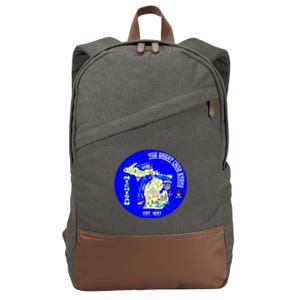 Michigan Circle Emblem The Great Lake State Cotton Canvas Backpack