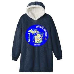 Michigan Circle Emblem The Great Lake State Hooded Wearable Blanket