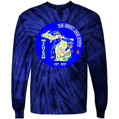 Michigan Circle Emblem The Great Lake State Tie-Dye Long Sleeve Shirt