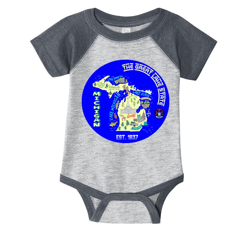 Michigan Circle Emblem The Great Lake State Infant Baby Jersey Bodysuit