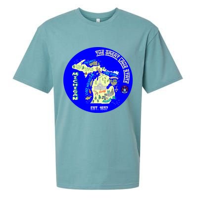Michigan Circle Emblem The Great Lake State Sueded Cloud Jersey T-Shirt