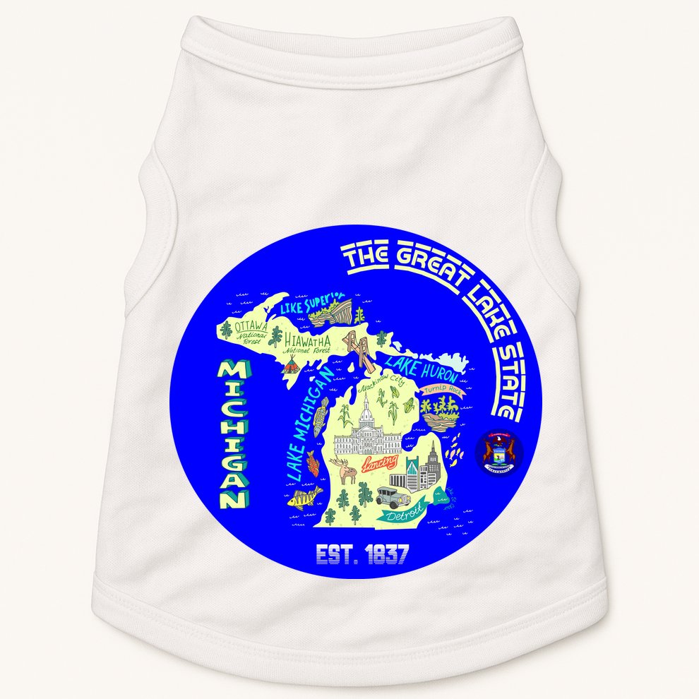 Michigan Circle Emblem The Great Lake State Doggie Tank