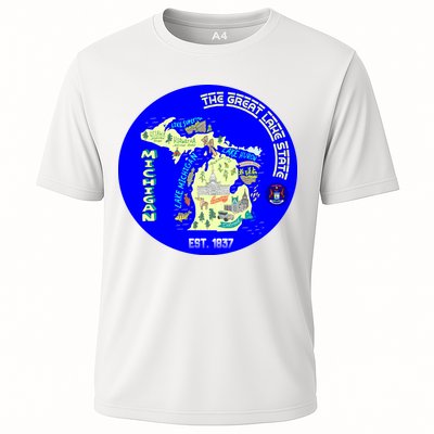 Michigan Circle Emblem The Great Lake State Performance Shirt