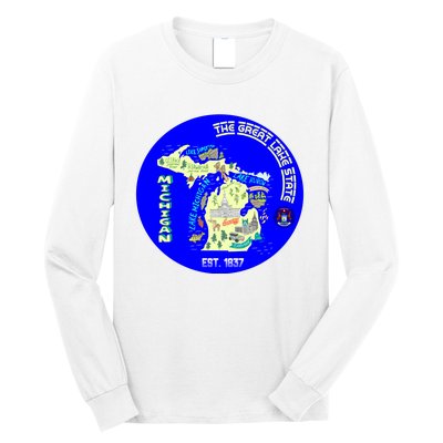 Michigan Circle Emblem The Great Lake State Long Sleeve Shirt