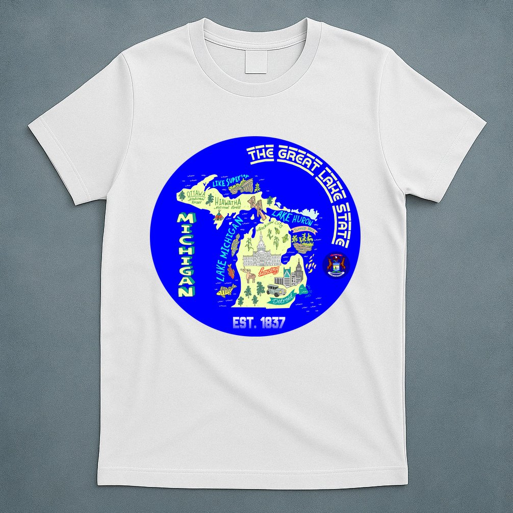 Michigan Circle Emblem The Great Lake State T-Shirt