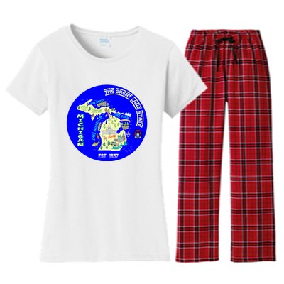 Michigan Circle Emblem The Great Lake State Women's Flannel Pajama Set