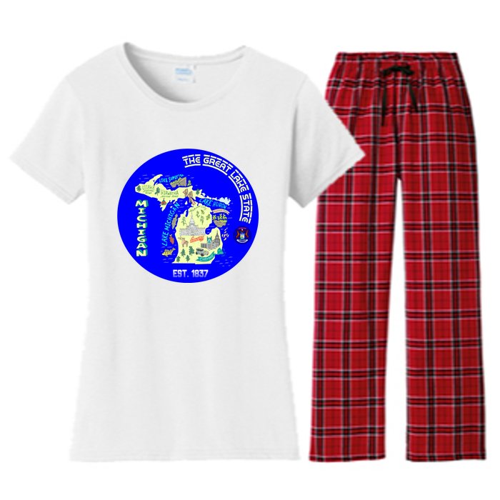 Michigan Circle Emblem The Great Lake State Women's Flannel Pajama Set