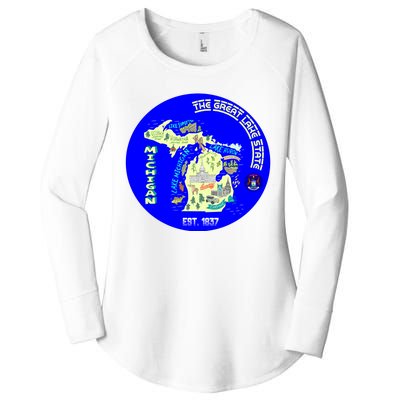 Michigan Circle Emblem The Great Lake State Women's Perfect Tri Tunic Long Sleeve Shirt