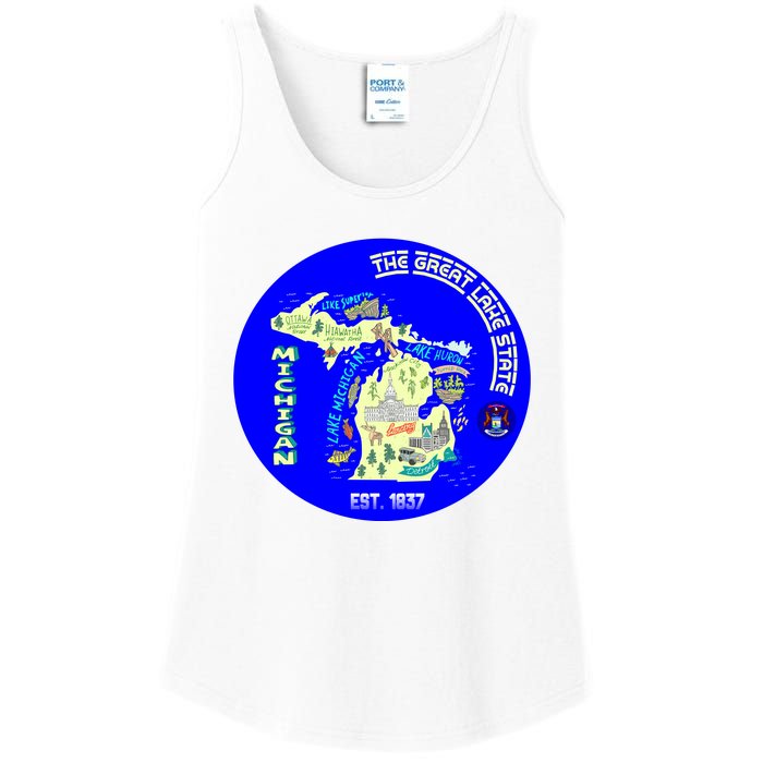 Michigan Circle Emblem The Great Lake State Ladies Essential Tank