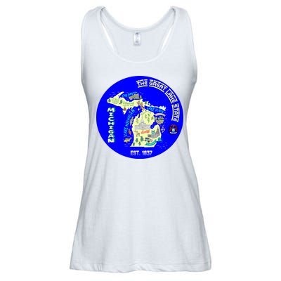 Michigan Circle Emblem The Great Lake State Ladies Essential Flowy Tank