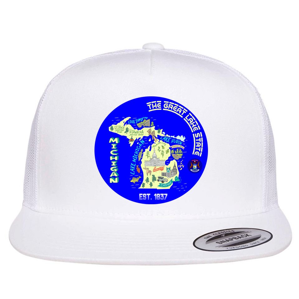 Michigan Circle Emblem The Great Lake State Flat Bill Trucker Hat