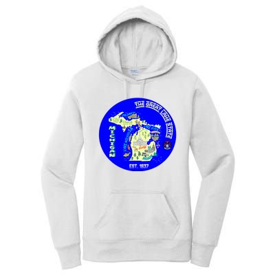 Michigan Circle Emblem The Great Lake State Women's Pullover Hoodie