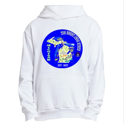 Michigan Circle Emblem The Great Lake State Urban Pullover Hoodie