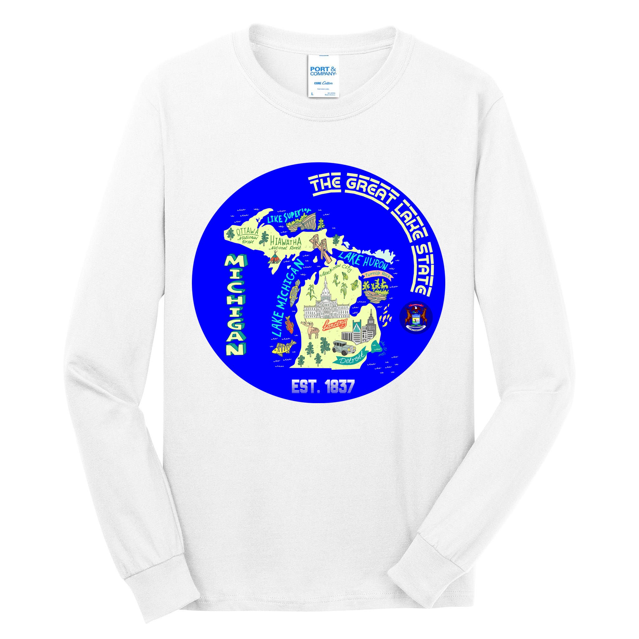 Michigan Circle Emblem The Great Lake State Tall Long Sleeve T-Shirt