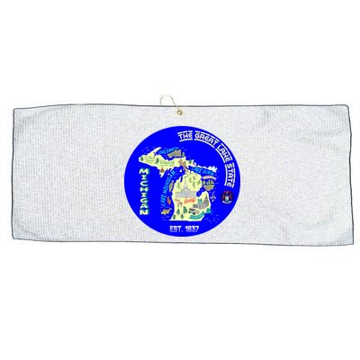 Michigan Circle Emblem The Great Lake State Large Microfiber Waffle Golf Towel